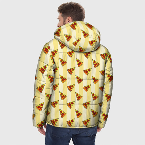 Мужская зимняя куртка 3D с принтом Узор из пиццы, вид сзади #2