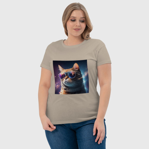 Женская футболка хлопок с принтом Космический кот сosmos collection, фото #4
