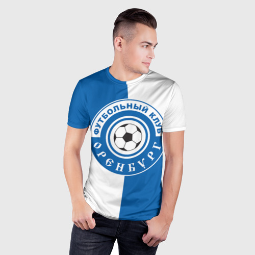Мужская футболка 3D Slim с принтом ФК Оренбург, фото на моделе #1