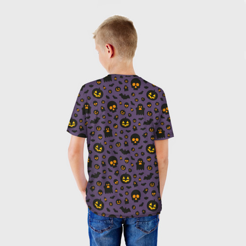 Детская футболка 3D с принтом Хэллоуин - узор, вид сзади #2