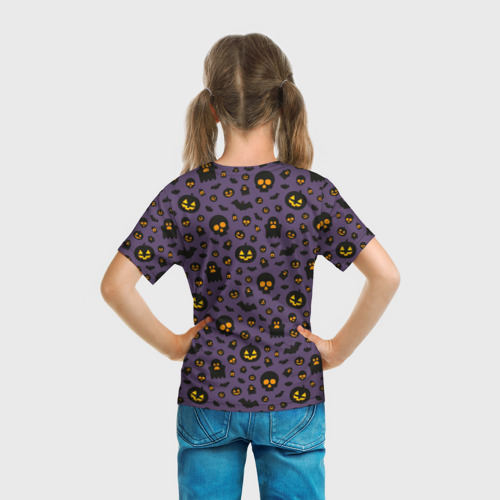 Детская футболка 3D с принтом Хэллоуин - узор, вид сзади #2