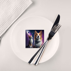 Тарелка Собака и кот в космосе