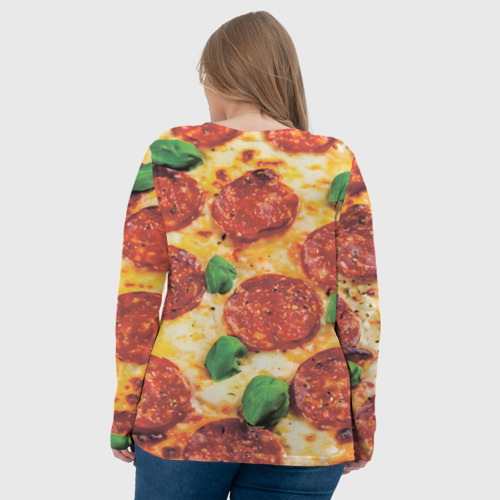 Женский лонгслив 3D с принтом Пицца с зеленью, вид сзади #2