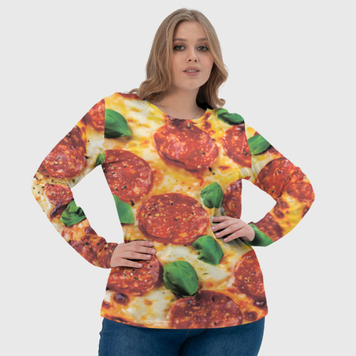 Женский лонгслив 3D с принтом Пицца с зеленью, фото #4