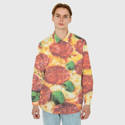 Мужская рубашка oversize 3D Пицца с зеленью - фото 2