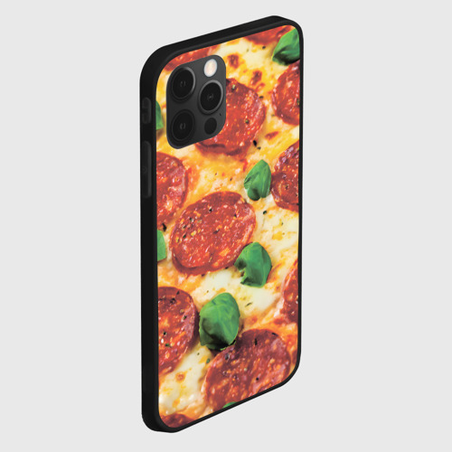 Чехол для iPhone 12 Pro с принтом Пицца с зеленью, вид сбоку #3