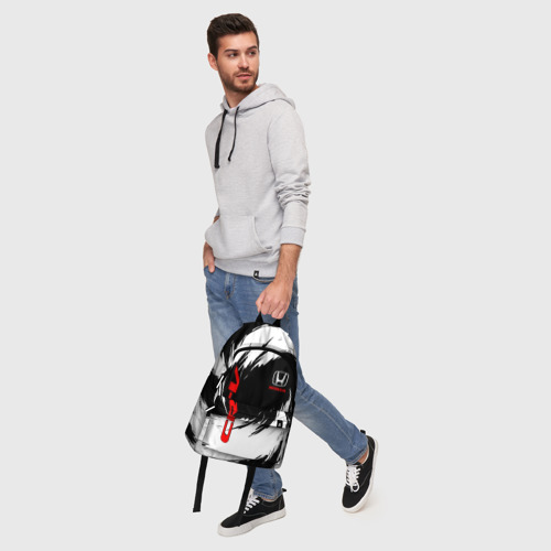 Рюкзак 3D с принтом Honda - белые краски, фото #5