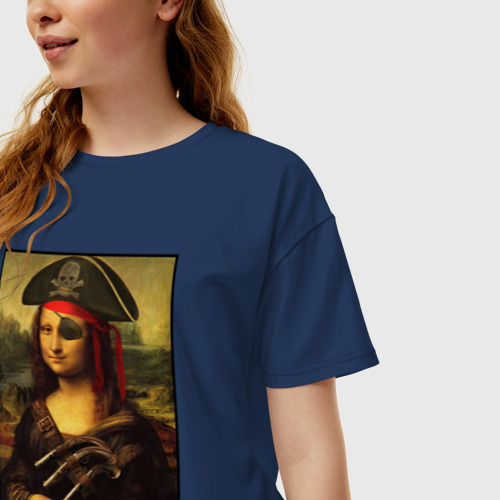 Женская футболка хлопок Oversize с принтом Gioconda - pirat, фото на моделе #1
