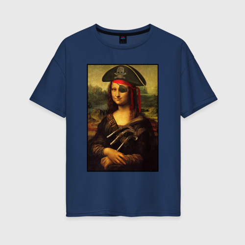 Женская футболка хлопок Oversize с принтом Gioconda - pirat, вид спереди #2