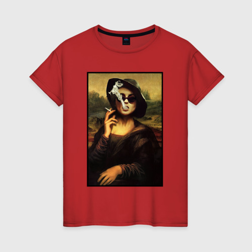 Женская футболка хлопок с принтом Mona Singer, вид спереди #2