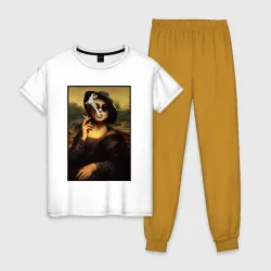 Женская пижама с белой футболкой хлопок Mona Singer