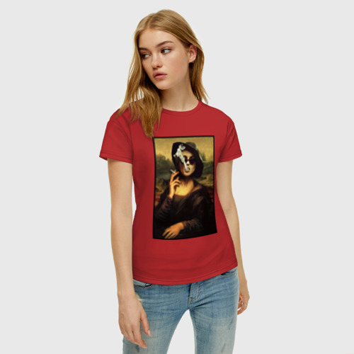 Женская футболка хлопок с принтом Mona Singer, фото на моделе #1