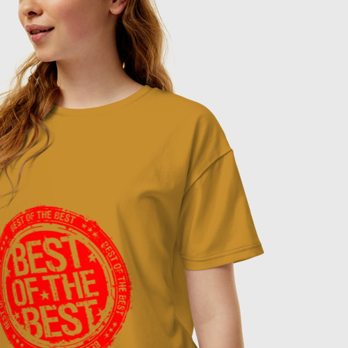 Женская футболка хлопок Oversize Red best of the best, цвет горчичный - фото 3