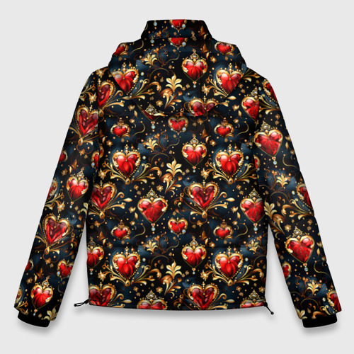 Мужская зимняя куртка 3D с принтом Сердечки в золоте, вид сзади #1