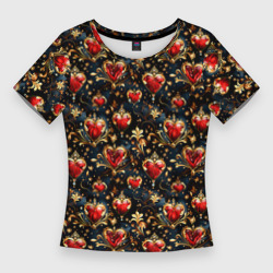 Женская футболка 3D Slim Сердечки в золоте