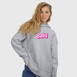 Женское худи Oversize хлопок Baby: pink barbie style - фото 2