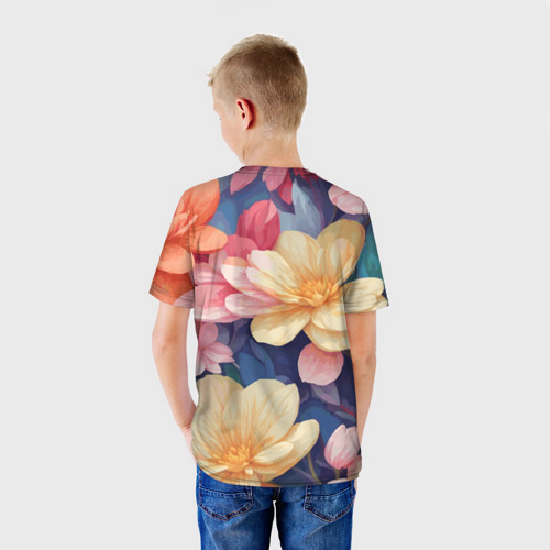 Детская футболка 3D Водянная лилия лотосы  кувшинки, цвет 3D печать - фото 4
