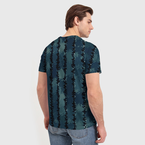 Мужская футболка 3D Вертикальные полосы тёмно-зелёный, цвет 3D печать - фото 4