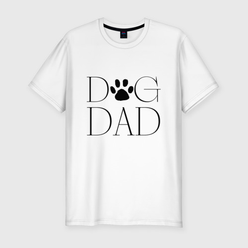 Мужская приталенная футболка из хлопка с принтом Папа собаки, вид спереди №1
