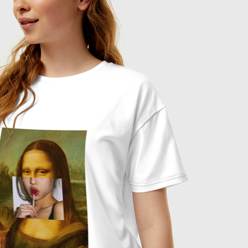 Женская футболка хлопок Oversize с принтом Лиза с чупа чупсом, фото на моделе #1
