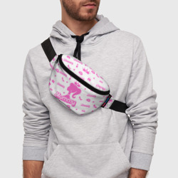 Поясная сумка 3D Мамочка - силуэт барби: паттерн розовый на белом фоне - фото 2