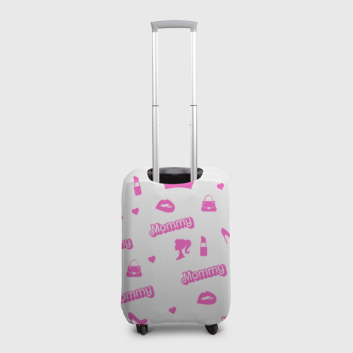 Чехол для чемодана 3D Мамочка - силуэт барби: паттерн розовый на белом фоне, цвет 3D печать - фото 2