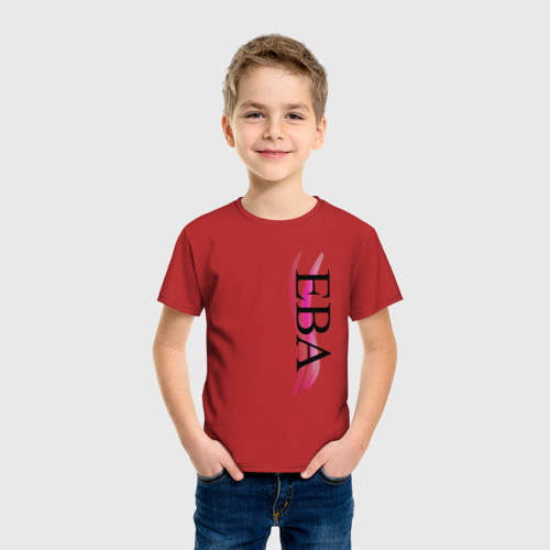 Детская футболка хлопок Имя Ева, цвет красный - фото 3