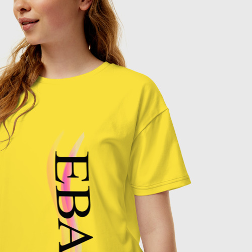 Женская футболка хлопок Oversize Имя Ева, цвет желтый - фото 3