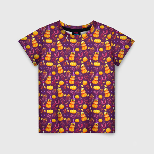 Детская футболка 3D с принтом Хэллоуин - узор, вид спереди #2