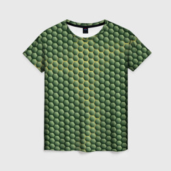 Женская футболка 3D Зеленая чешуя