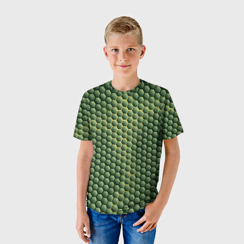 Детская футболка 3D Зеленая чешуя, цвет 3D печать - фото 3