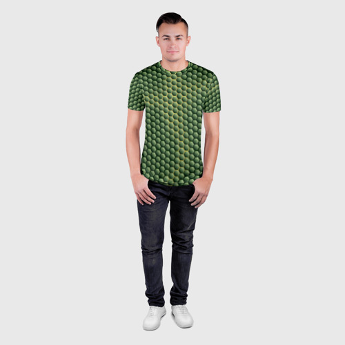 Мужская футболка 3D Slim Зеленая чешуя, цвет 3D печать - фото 4