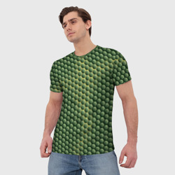 Мужская футболка 3D Зеленая чешуя - фото 2