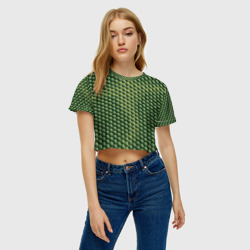 Женская футболка Crop-top 3D Зеленая чешуя - фото 2