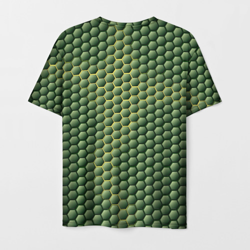 Мужская футболка 3D Зеленая чешуя, цвет 3D печать - фото 2