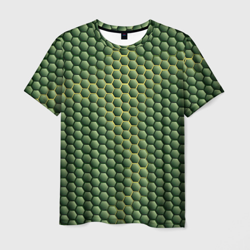 Мужская футболка 3D Зеленая чешуя, цвет 3D печать