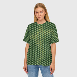 Женская футболка oversize 3D Зеленая чешуя - фото 2