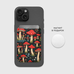 Картхолдер Magsafe магнитный Красные мухоморы в белый горошек - лес грибы - фото 2