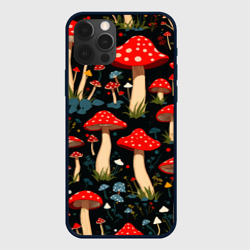 Красные мухоморы в белый горошек - лес грибы – Чехол для iPhone 12 Pro с принтом купить