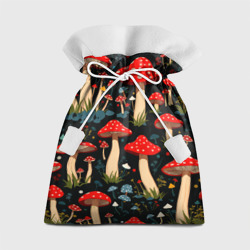 Подарочный 3D мешок Красные мухоморы в белый горошек - лес грибы