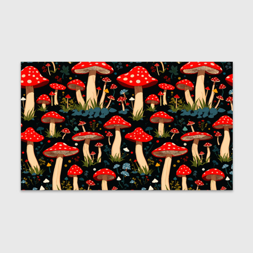 Бумага для упаковки с принтом Красные мухоморы в белый горошек — лес грибы, вид спереди №1