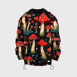 Детская куртка 3D Красные мухоморы в белый горошек - лес грибы