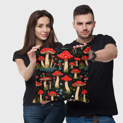 Подушка 3D Красные мухоморы в белый горошек - лес грибы - фото 2
