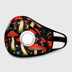 Маска из неопрена Красные мухоморы в белый горошек - лес грибы