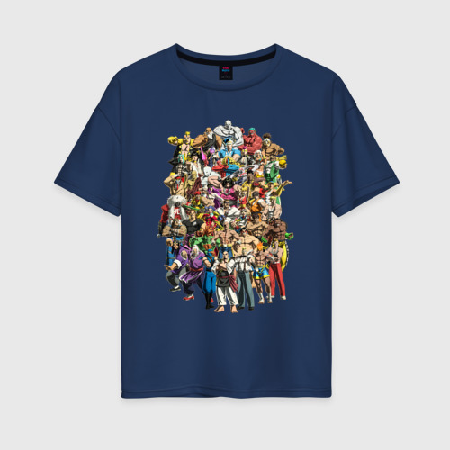 Женская футболка хлопок Oversize Street fighter: characters , цвет темно-синий