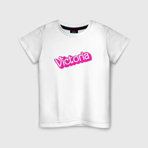 Детская футболка хлопок Viktoria - barbie style, цвет белый