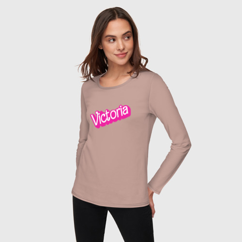 Женский лонгслив хлопок Viktoria - barbie style, цвет пыльно-розовый - фото 3