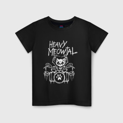 Детская футболка хлопок Heavy Meowtal - кошачья музыка