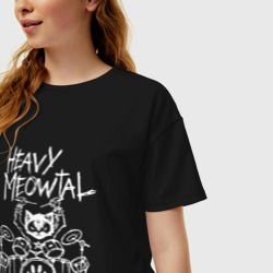 Женская футболка хлопок Oversize Heavy Meowtal - кошачья музыка - фото 2