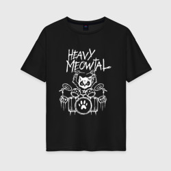 Женская футболка хлопок Oversize Heavy Meowtal - кошачья музыка